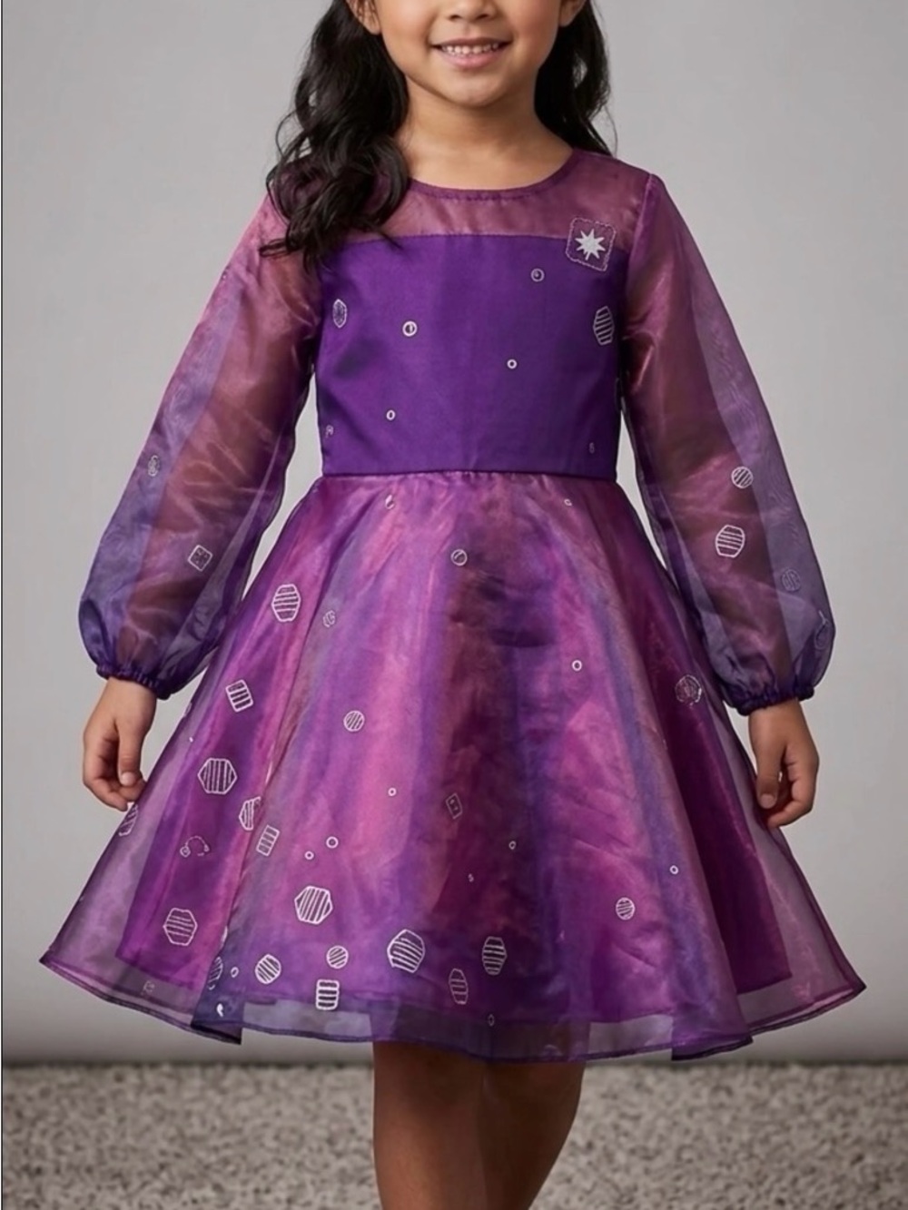 Disney Rapunzel Tangled Girls 5/6 Purple Princess Costume Dress Long Sleeve